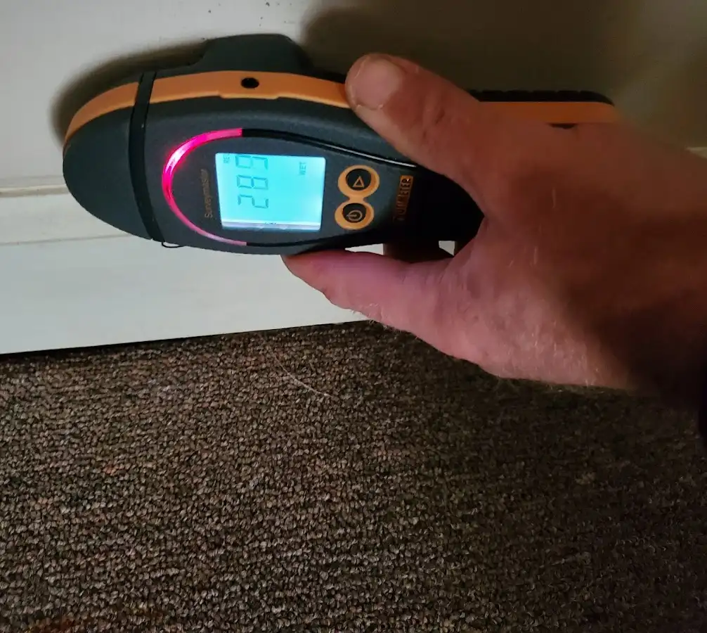 Moisture detection at baseboard during Storm Damage Restoration in Indian River Estates